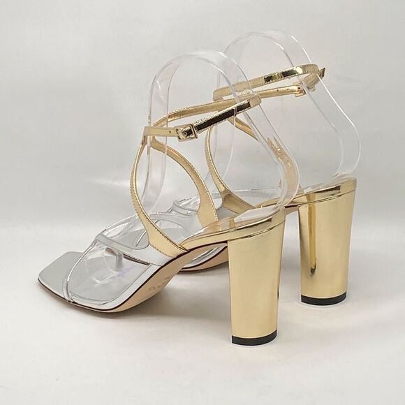 Jimmy Choo Azie 85MM Metallic Leather Sandals size 37 - Picture 7 of 13